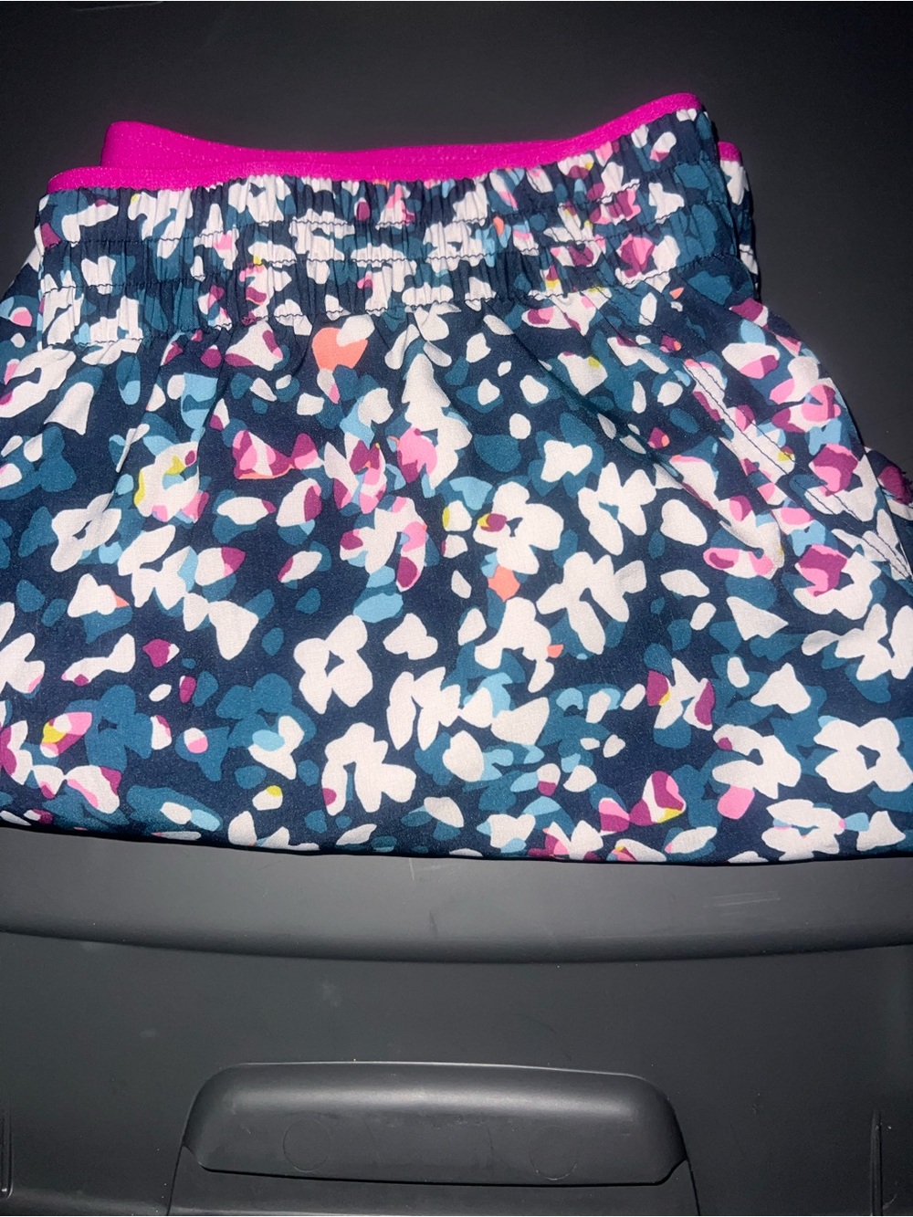Navy Floral Print Short with elastic Waistband
